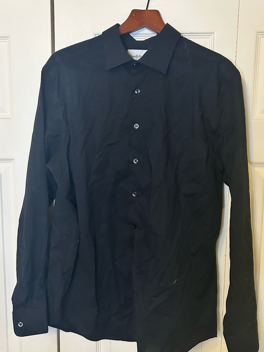 Goodfellow & Co Mens Black Long-Sleeve Button-Down Shirt size large many flaws